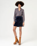 Surkana loose-fitting shirt V-neck blue 554SECH117-51