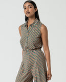 Surkana loose pants with front pleat turquoise 525RYON515-53