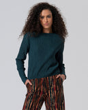 Surkana loose textured T-shirt bottle green 565MATI015-67