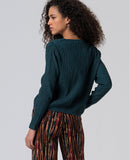 Surkana loose textured T-shirt bottle green 565MATI015-67