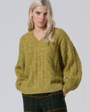 Surkana oversized cable-knit sweater khaki dark 565NIAR231-68