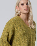 Surkana oversized cable-knit sweater khaki dark 565NIAR231-68