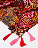 Surkana printed sarong scarf with pom-poms multi 34PALE221-95