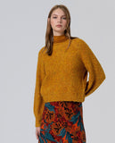 Surkana round-neck sweater with puffed raglan sleeves mustard 555ALBO231-11