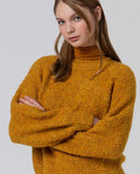 Surkana round-neck sweater with puffed raglan sleeves mustard 555ALBO231-11