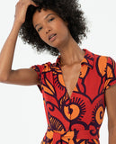 Surkana shirt dress V-neck short sleeves orange 524TICE716-20