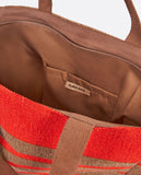 Surkana square beach bag with woven stripes orange 24MAGI821-20