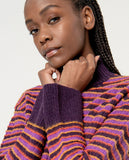 Surkana striped jumper turtleneck flared cuffs purple 564ALZE231-43
