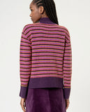 Surkana striped jumper turtleneck flared cuffs purple 564ALZE231-43