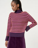 Surkana striped jumper turtleneck flared cuffs purple 564ALZE231-43