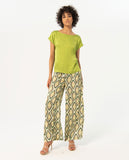 Surkana wide blouse with boat neck and short sleeves green 524ESSA122-61