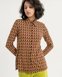 Surkana wide shirt with slits on the side brown 553CAFO114-70