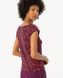 Surkana wide t-shirt with short sleeves and wide collar maroon 524GICO013-41