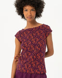 Surkana wide t-shirt with short sleeves and wide collar maroon 524GICO013-41