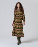 Surkana zig-zag knit midi skirt green 565NIUX634-61