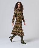Surkana zig-zag knit midi skirt green 565NIUX634-61