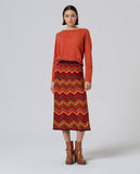 Surkana zig-zag knit midi skirt maroon 565NIUX634-41