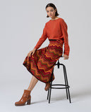 Surkana zig-zag knit midi skirt maroon 565NIUX634-41