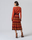 Surkana zig-zag knit midi skirt maroon 565NIUX634-41