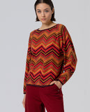 Surkana zig-zag knit sweater maroon 565NIUX231-41