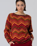 Surkana zig-zag knit sweater maroon 565NIUX231-41