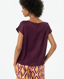 Surkana wide blouse with boat neck and short sleeves maroon 524ESSA122-41