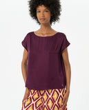 Surkana wide blouse with boat neck and short sleeves maroon 524ESSA122-41