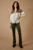 Traffic People kick flare trousers green CBT12131018