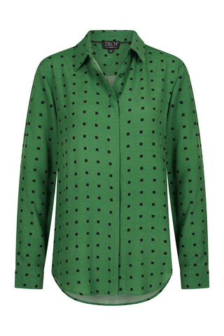 Zilch blouse basic squares pesto 32VCR15.042P-1.198