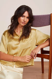 King Louie Evelina Crop Blouse Star Satin champagne