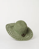 Surkana Plain raffia hat Green