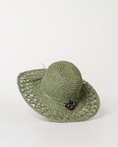 Surkana Plain raffia hat Green