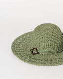 Surkana Plain raffia hat Green