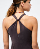 Surkana long dress with crossed detail on the back brown 523TALE714-70
