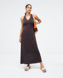 Surkana long dress with crossed detail on the back brown 523TALE714-70