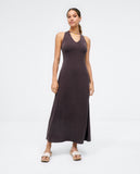 Surkana long dress with crossed detail on the back brown 523TALE714-70