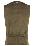 A Fish Named Fred waistcoat baby rib olive green 21.02.138: olijfgroene gilet met verstelbaar bandje op de rug