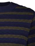 Blauw met groene kabeltrui | A fish named Fred striped cable sweat navy