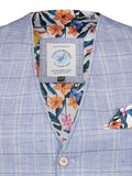 A fish named Fred waistcoat washed linen blue 22.01.142: gilet met gevoerde bloemenprint