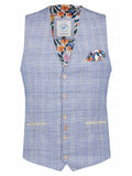 A fish named Fred waistcoat washed linen blue 22.01.142: lichtblauwe gilet met knoopsluiting