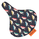 Bikecap zadelhoes blackbirds basic 7019.1001: zwart zadelhoes met kleurrijke vogel print