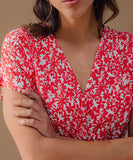 C'est beau la vie azur robe longue imprimee bicolore rouge 61CB2RO707-30