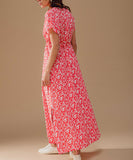 C'est beau la vie azur robe longue imprimee bicolore rouge 61CB2RO707-30