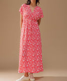 C'est beau la vie azur robe longue imprimee bicolore rouge 61CB2RO707-30