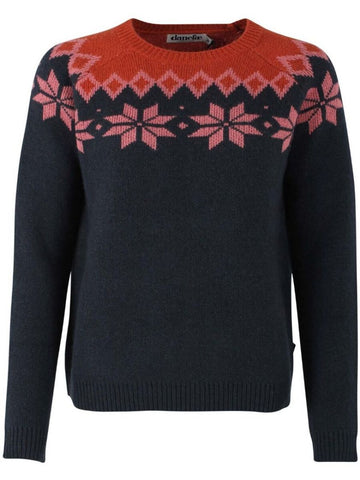 Danefae Hytte sweater dark navy/old rose/brick 11958-3695