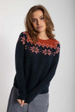 Danefae Hytte sweater dark navy/old rose/brick 11958-3695