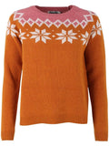 Oranje gebreide trui | anefae Hytte sweater occer/chalk/old rose
