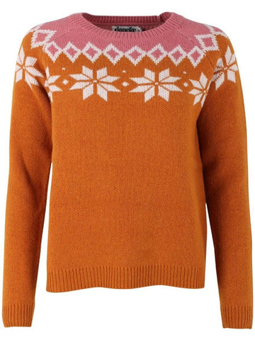 Oranje gebreide trui | anefae Hytte sweater occer/chalk/old rose
