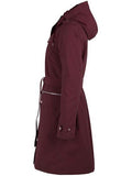 Danefae Liv winter parka dark bordeaux: winterjas met grote zakken voor en een bijpassende strikceintuur