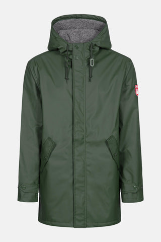 Derbe trek cozy RC olive 02-341-050: groene jas met zachte voering, capuchon en zakken